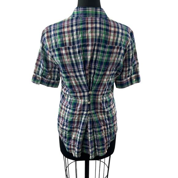 Elizabeth and James Tops - Elizabeth and James Multi Top Cotton Plaid Collar Casual Button-Up Back M Medium